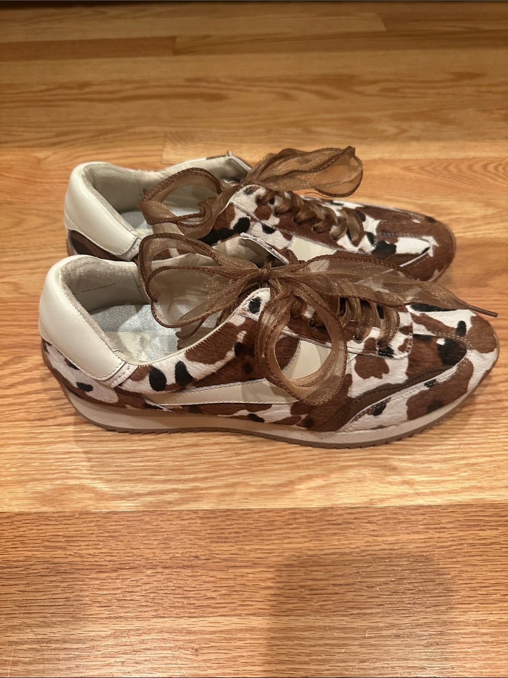Women’s Cowprint Brown & White Fashion Sneakers - Picture 3 of 5